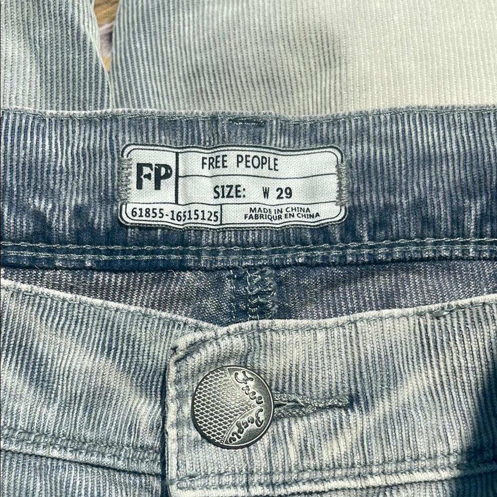 Free People Distressed Gray Corduroy Jeans